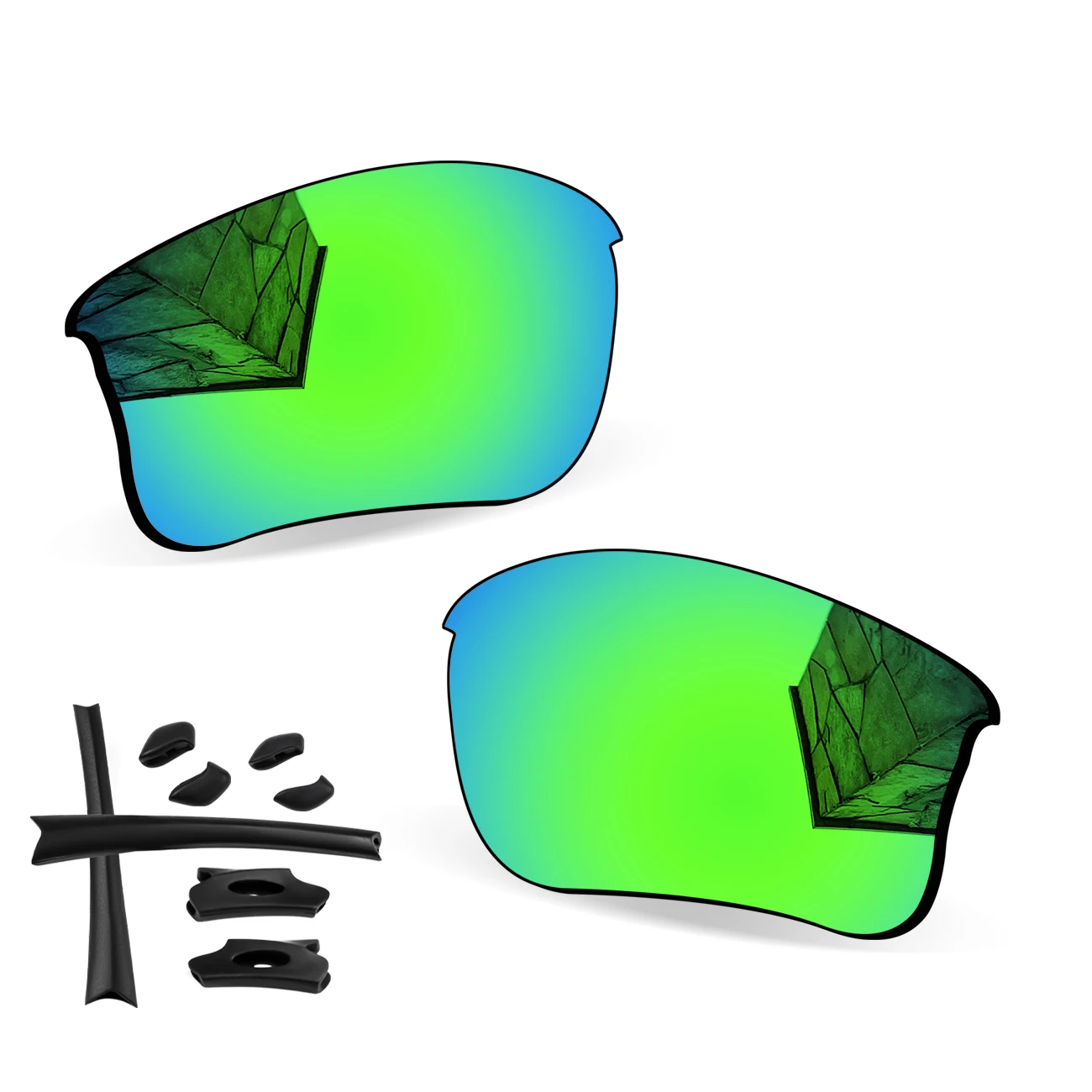 Replacement Lenses with Rubber Kit for Oakley Flak Jacket XLJ OO9009/Flak Jacket XLJ Asian Fit Sunglasses