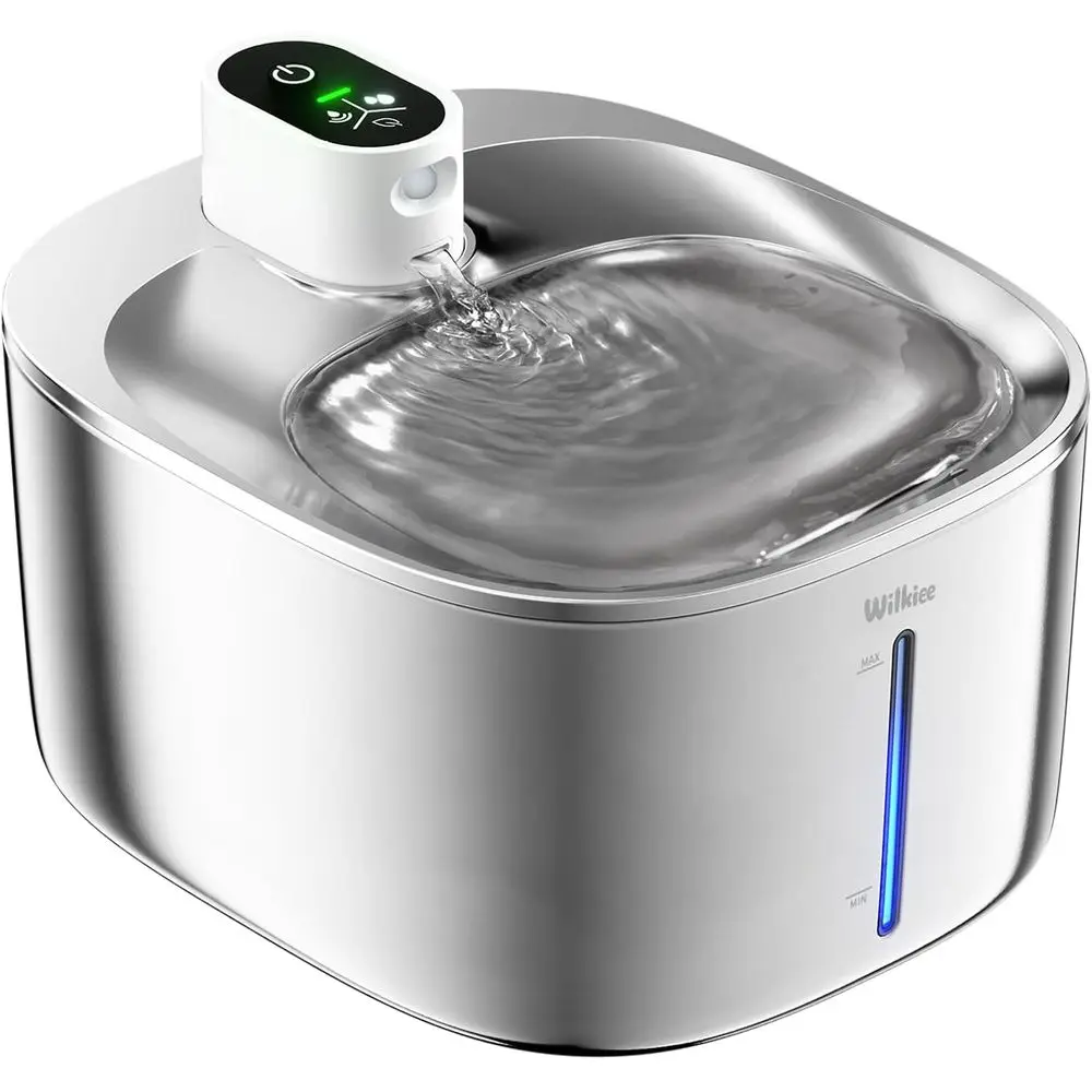 

Фонтан-поилка для кошек из нержавеющей стали, 138 унций / 4,1 л, беспроводной, для кошек и собак, для использования в помещении