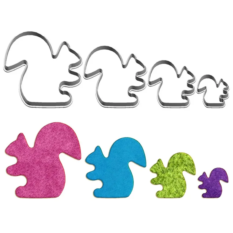 Four Specifications Cartoon Land Wildlife,Big Squirrel,Plastic Molds,Cake Fondant Tools,Cookie Sushi and Fruits Cutters