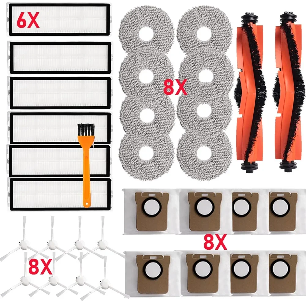 Pièces pour aspirateur Robot Xiaomi X20 +/X10 + /X20 Plus/X10 Plus, sac à poussière en tissu, rouleau, brosse latérale, filtre Hepa, accessoires