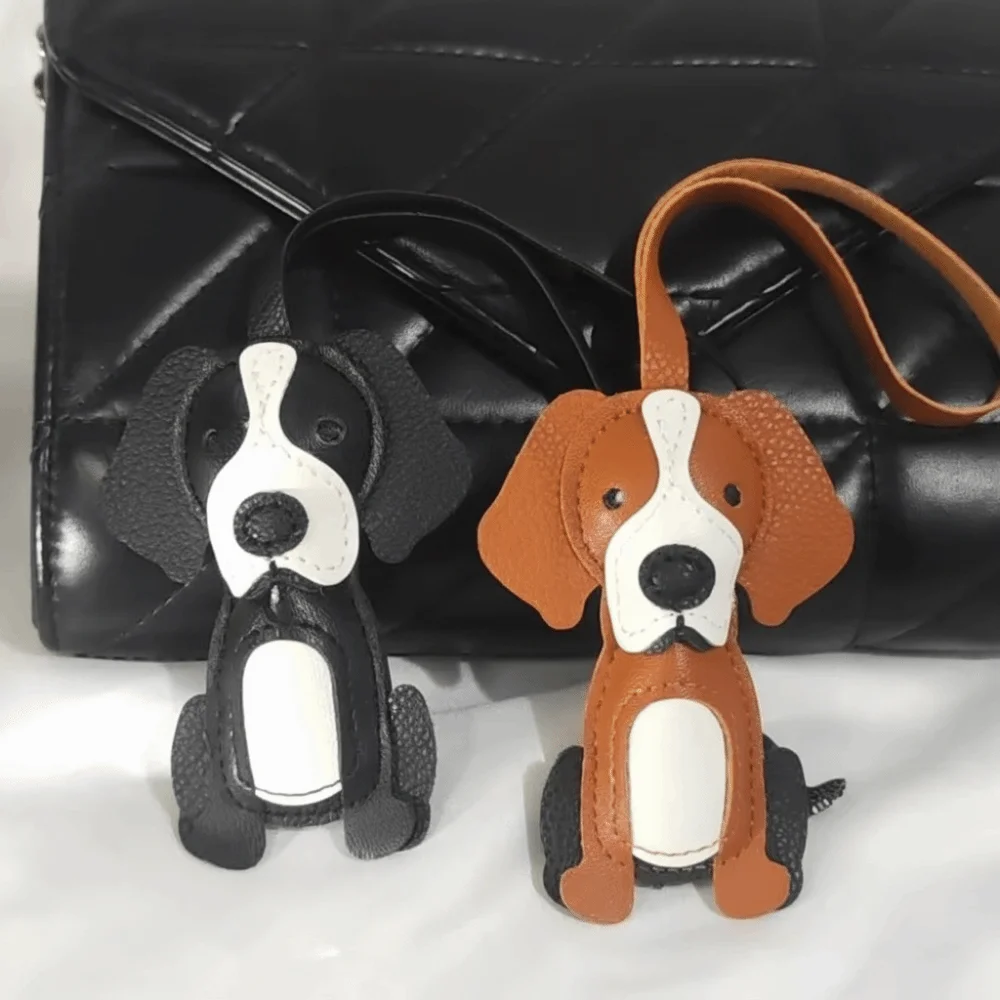 Portable Border Collie Charm Faux Leather Adjustable Strap Leather Keychain Lightweight Puppy Backpack Ornaments