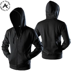 New Plain Mens Zip Up Hoody Jacket Sweatshirt Hooded Zipper male Top Outerwear Black Gray Boutique men