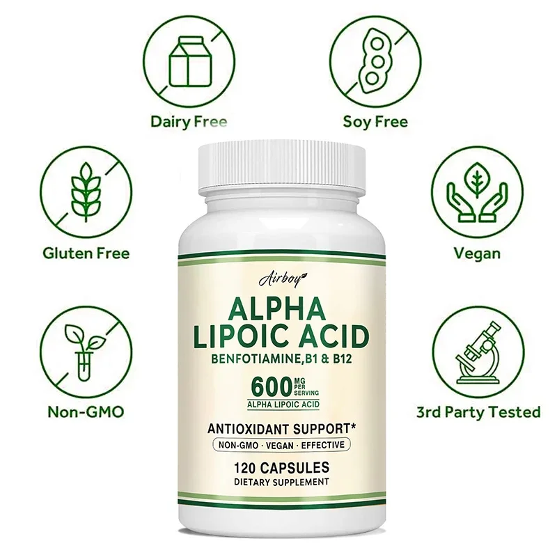 Alpha Lipoic Acid Capsules - Promotes Nervous System Health, Blood Circulation, Cardiovascular Support, Brain Health