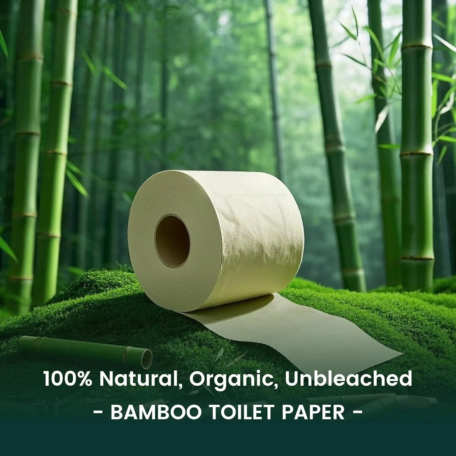 

100% Unbleached Bamboo Toilet Paper, 4-ply 48 Rolls,Organic Natural Plant Toilet Paper Non Toxic, PFA Free,No Chemical,Tree free