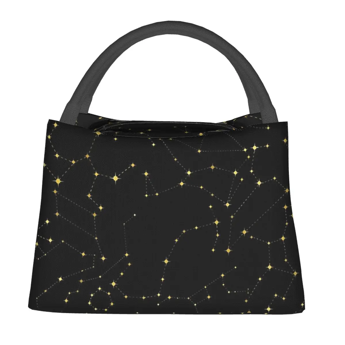 Night Sky Golden Celestial Stars Zodiac Constellations Lunch Bags Bento Box Lunch Tote Picnic Bags Thermal Bag for Woman Office