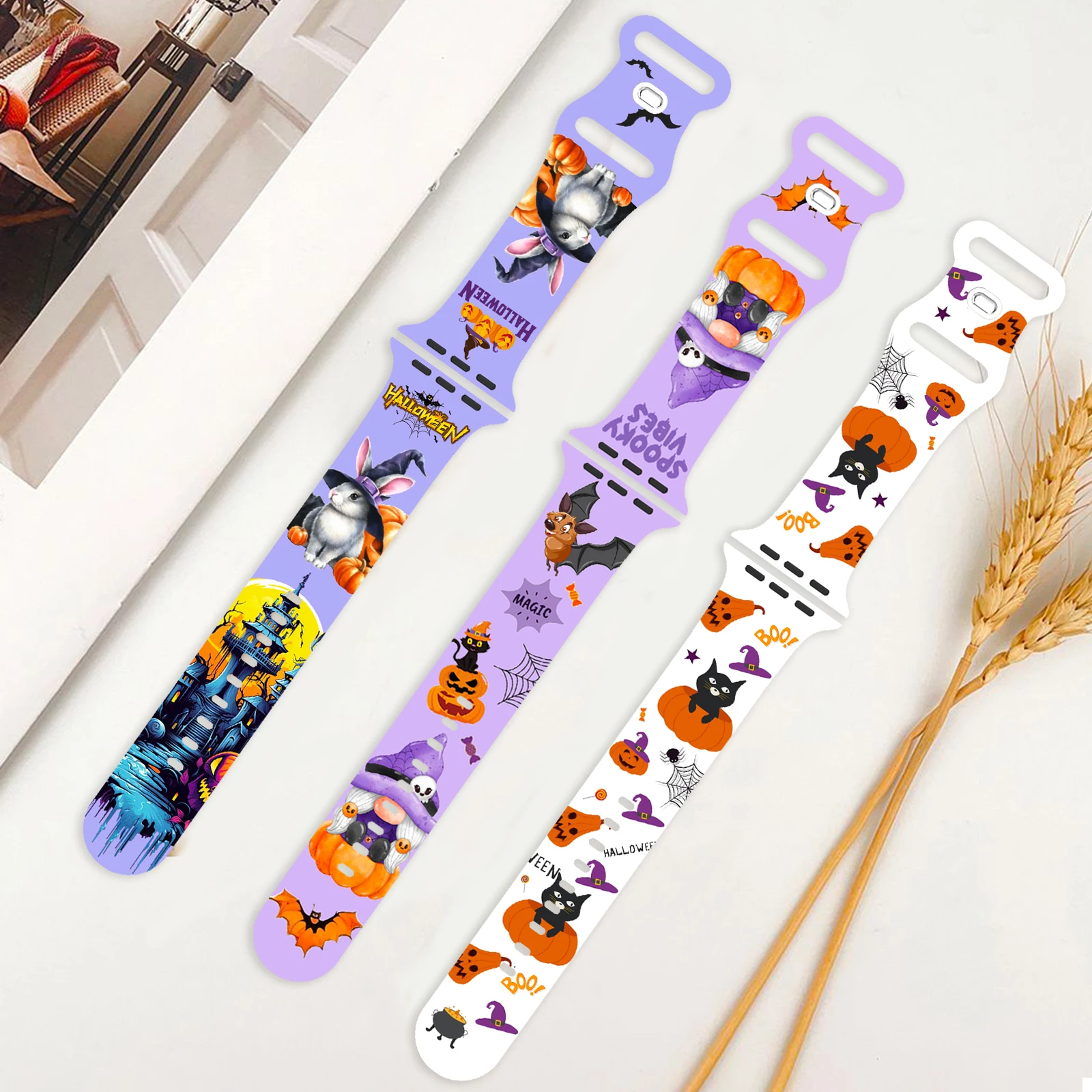 Cinturino stampato fantasma zucca per Apple Watch 10 9 8 cinturino in silicone sostituibile per cinturino iWatch 46mm 44mm 42mm 41mm