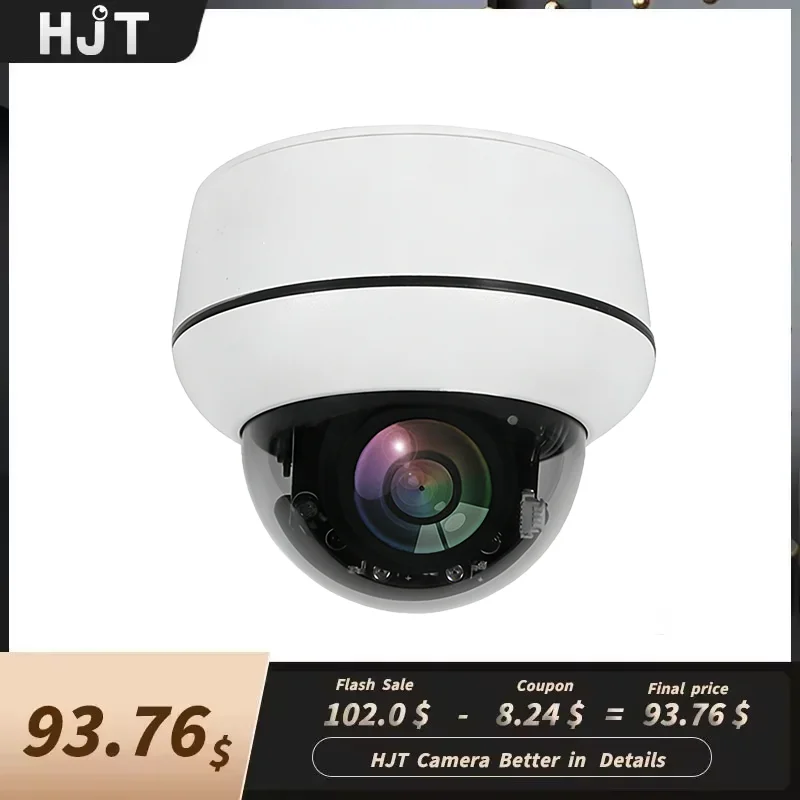 HJT 5MP PTZ Dome Camera 5x Auto Optical Zoom H.265 POE Outdoor IP Camera Waterproof Security Camera Audio CCTV Surveillance Cama