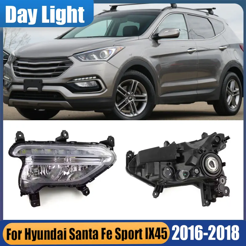 

Для Hyundai Santa Fe Sport IX45 2016-2018 автомобильные аксессуары светодиодные DRL дневные ходовые огни противотуманные фары сигнальная лампа автомобиля в сборе