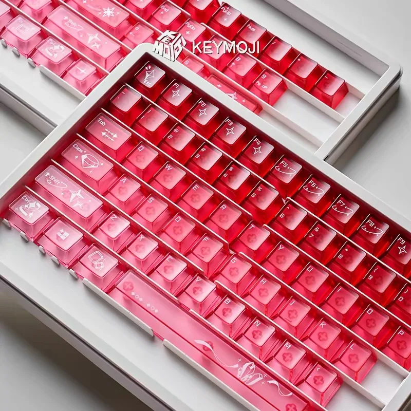 Phosphorite gemstone series themed keycaps, Wooting original factory ROG matte set in green fog-transparent color.