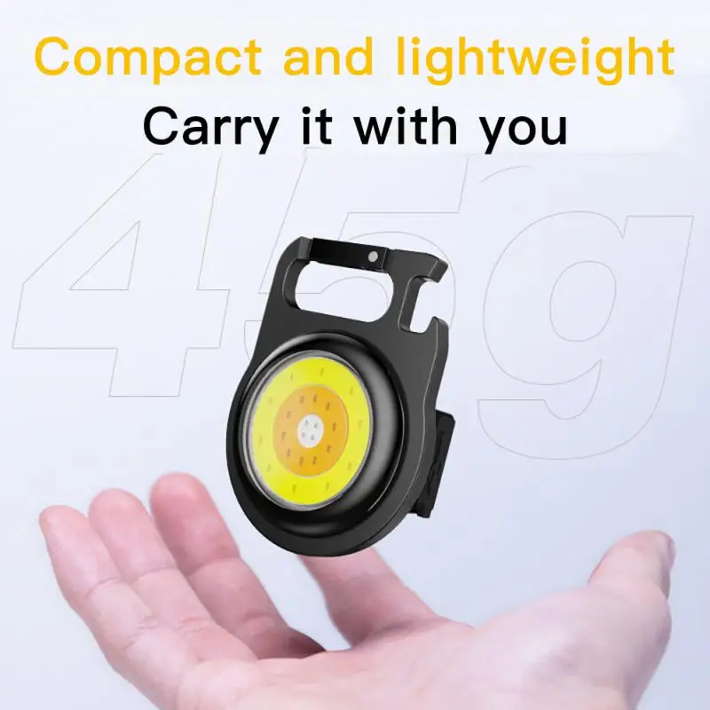 COB Keychain Work Light Flashlight USB Rechargeable LED Lamp Outdoor Portable Hiking Camping Lamp Emergency Torch Corkscrew