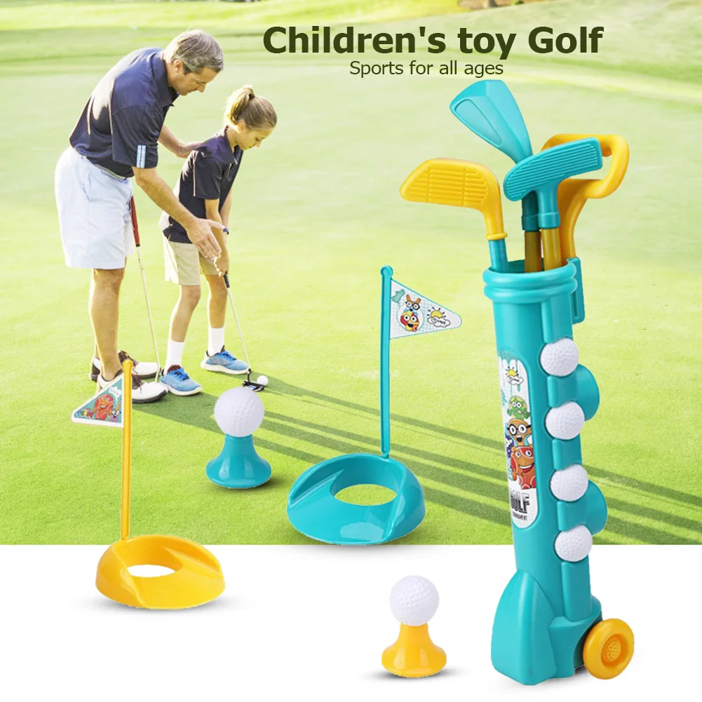 Game Outdoor Sports Golfclubs Set Kinderen Club Ball Green Hole Cup Groep met wiel Sport Fitness Speelgoedset