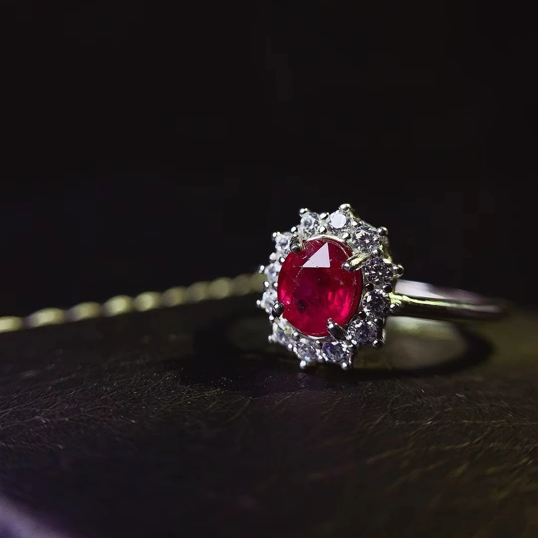 KJJEAXCMY Natural Ruby Ring S925 silver , electroplated locking color process, high clarity Full of luster Support testing
