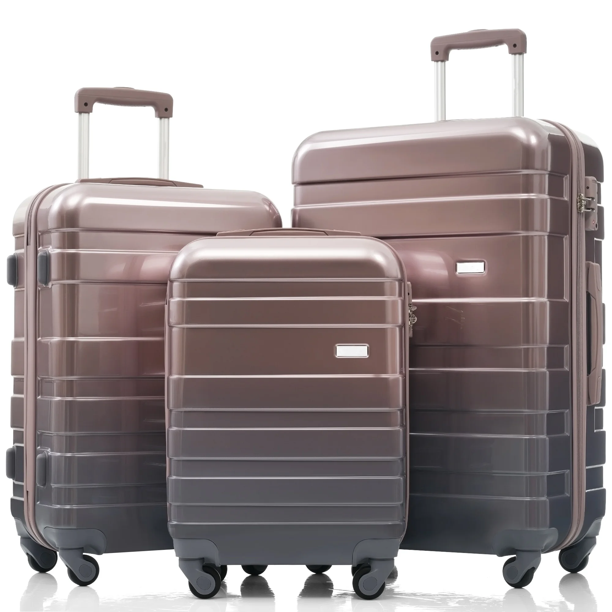 

Luggage Sets New Model ABS Hardshell 3pcs Clearance Luggage Hardside Lightweight Durable Suitcase Sets Spinner Wheels Suitcase With TSA Lock 20 24 28 Golden