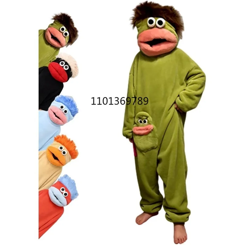 Carnival Silly Onesie Funny Big Mouth Monster Hooded Fleece Onesie Pajamas, Cozy Ultra-Soft Plush One-Piece Jumpsuit Loungewear