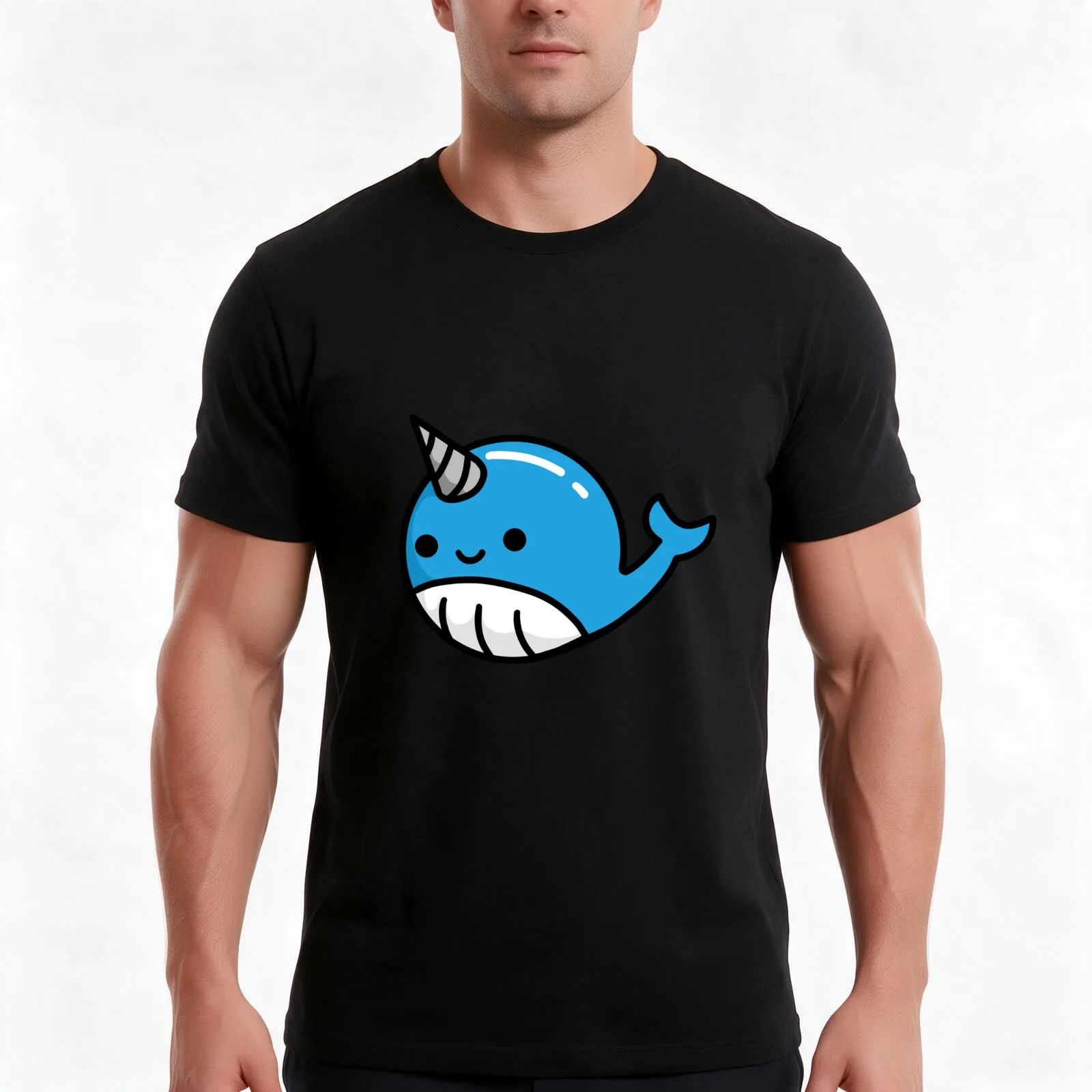 Cute Bubble Narwhal T-Shirt Summer Casual Cotton Tee Oversized Streetwear Tops Vintage Graphic Print Loose Fit Short Sleeve