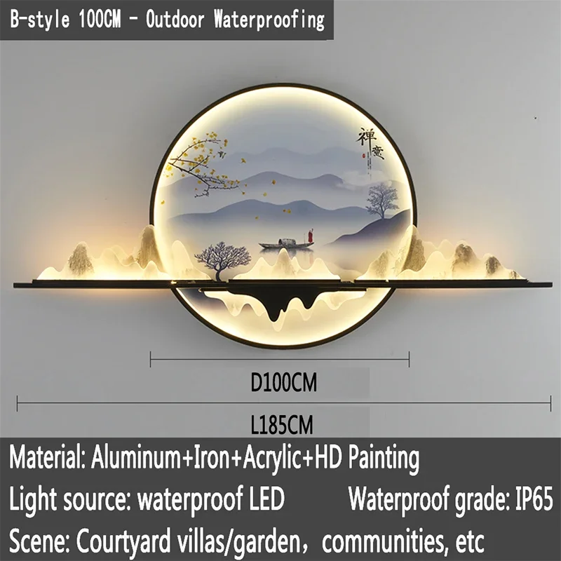 8M Outdoor Mural Lamp LED 1 Meter Diameter Circular Landscape Waterproof Mural  Villa Courtyard Garden Decoration Painting