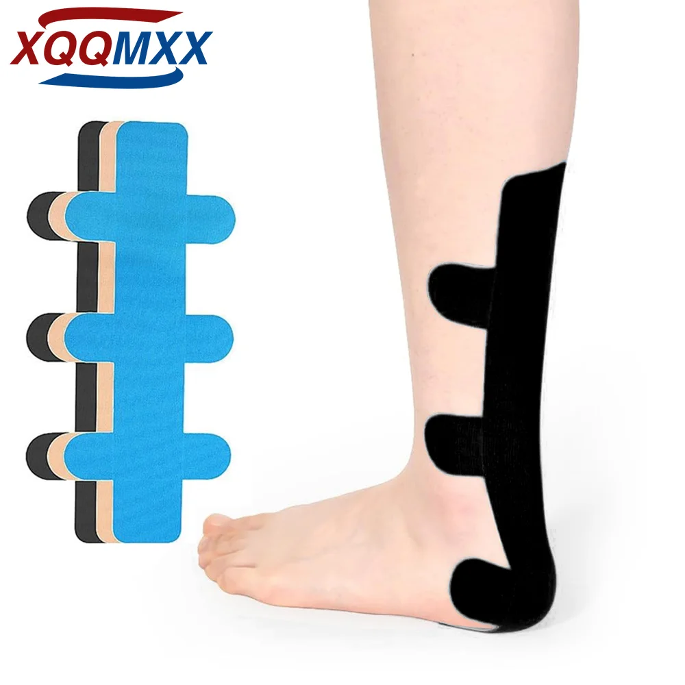 10PCS Pre-Cut Kinesiology Tape, Prevent Ankle Sprain, Provide Support for Ankle Achilles Tendon Ligament, Elastic Athletic Tape