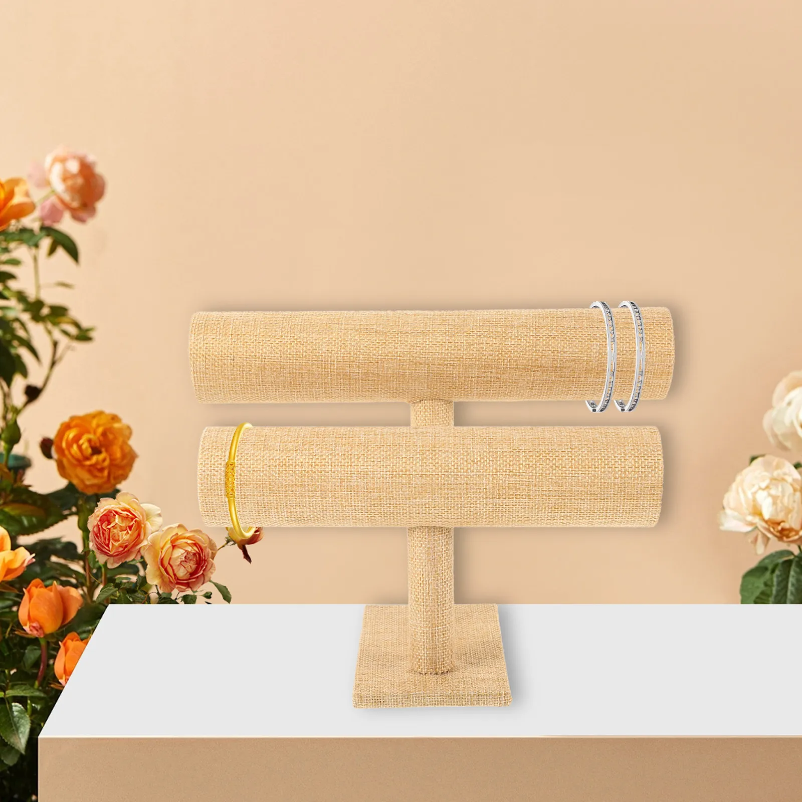 

Bracelets Display Stand Headband Display Holder 2 Tiers Lightweight Jewelry Organizer Decorative Bracelet Storage Holder