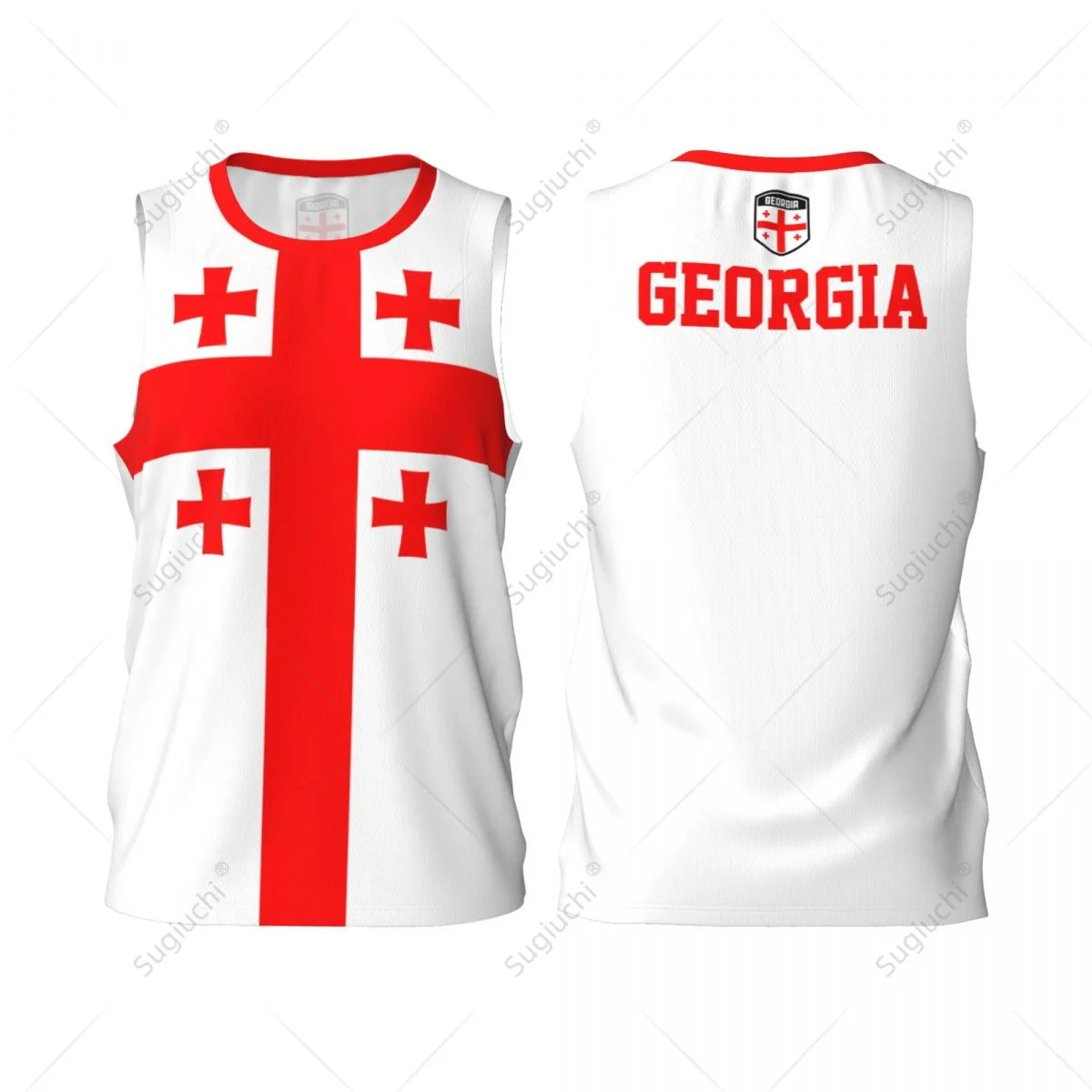 

Georgia Flag Men Basketball Sports Running Fitness Multifunction Sleeveless tshirt Exclusive Custom Name Nunber