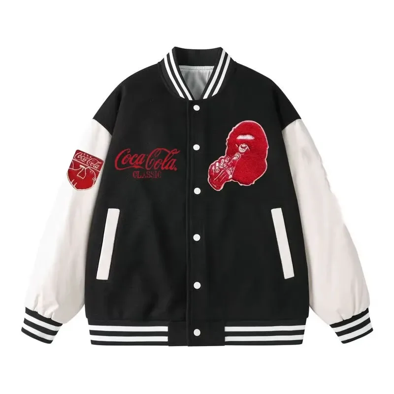 O Thin Sports Printed Baseball Jacket Men's and Women's Clothing To Keep Warmrangutan Drinking Coke Cool Handsome Street Loose