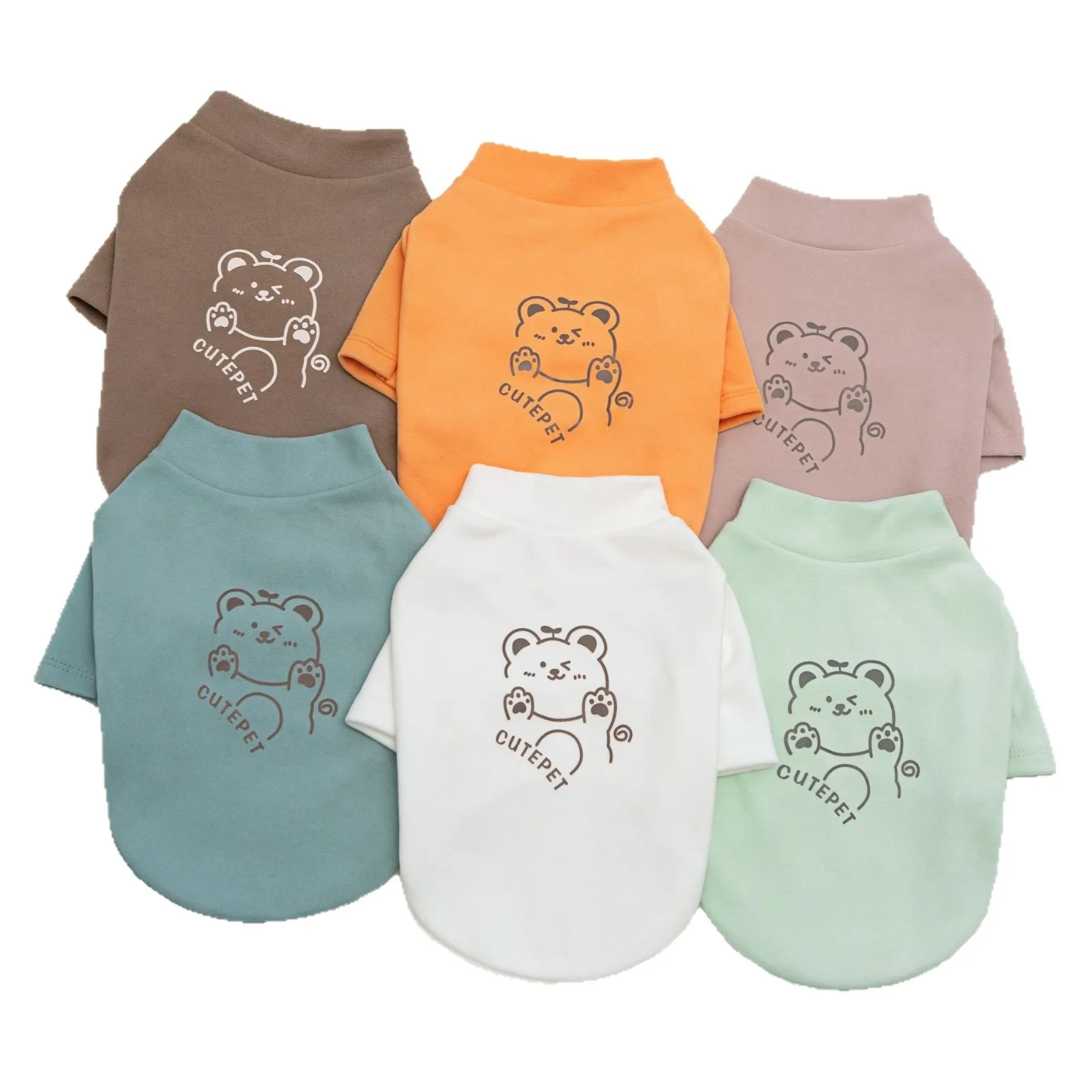 Pet Autumn and Winter High Neck Base Sweater Plush T-shirt Cute Teddy Cat Vest Puppy Clothes for Small Dogs