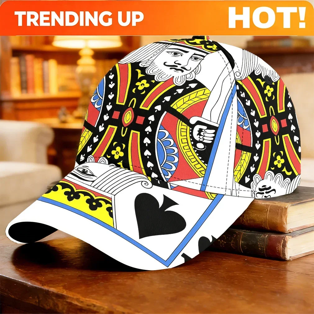 Customization Hats 1pc 2D Flat King Of Spades Playing Card Baseball Cap Fishing Trip Graduation Gift Casual Wear Lightweight Ver
