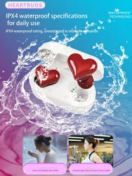 Wireless Mini Heart Headphones, Heart Shaped Headphones Cute Wireless Sports Headphones, Portable Long Life Mini Earphones