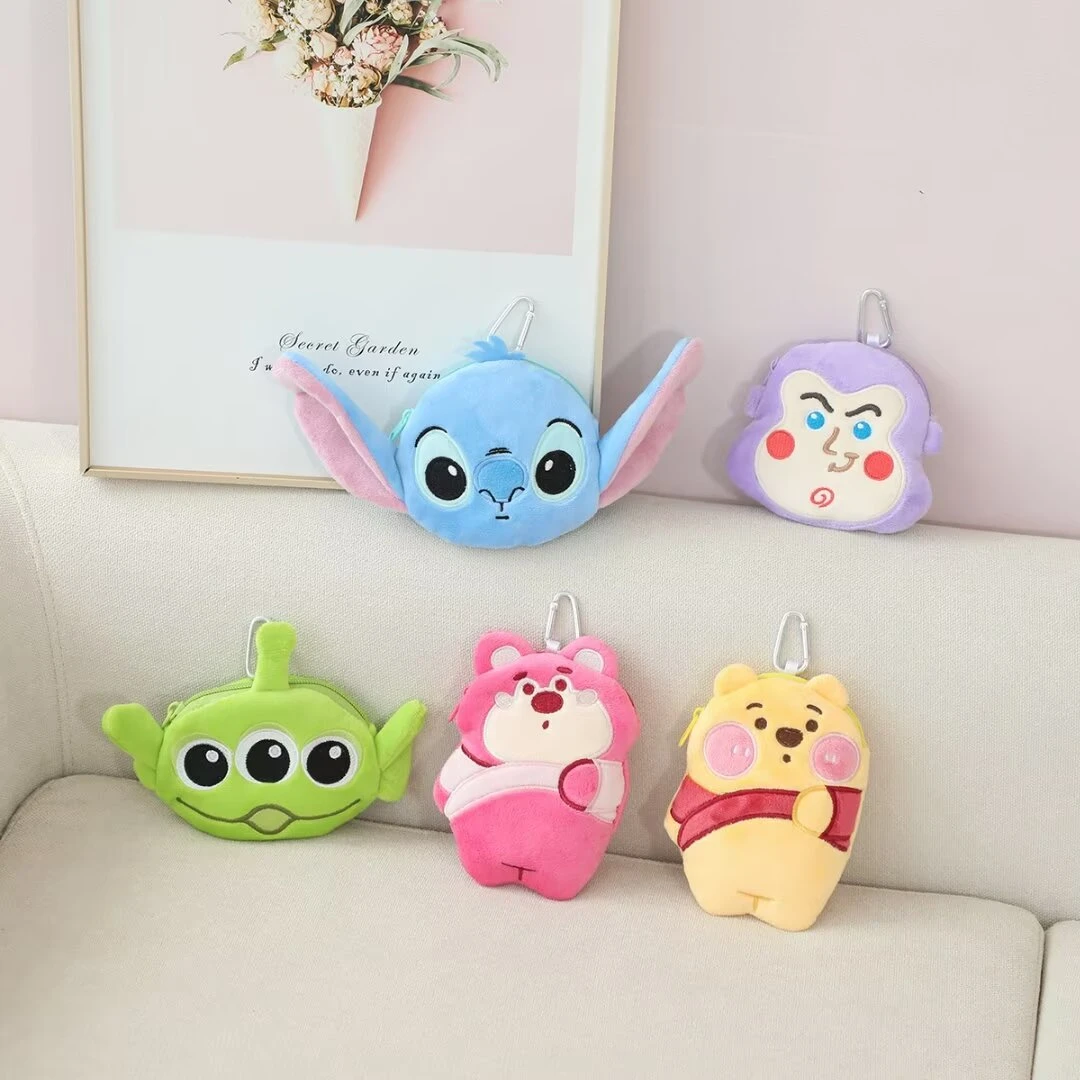 กระเป๋าช้อปปิ้งกระเป๋าใส่หรียญน่ารัก Lotto Stitch หมีพูเป็นมิตรต่อสิ่งแวดล้อมถุงช้อปปิ้งความจุสูง