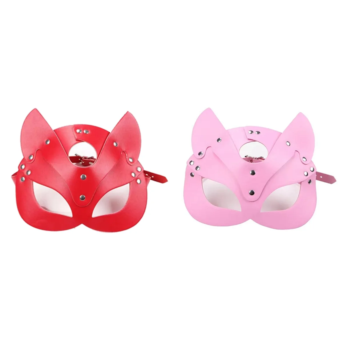 Demi-masque de chat en cuir avec oreilles de chat pour femme, accessoire de costume de cosplay, noir