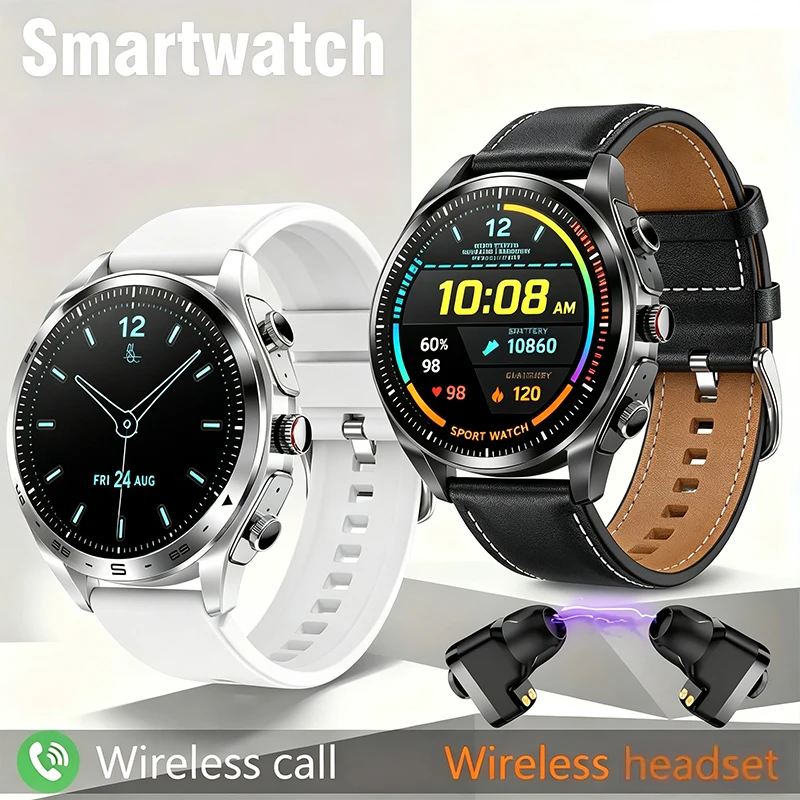 2026 New Smart Watch TWS 2-in-1 Bluetooth Earphones HIFI Sound Quality GPS Heart Rate Bluetooth Call For Men Women Smartwatches