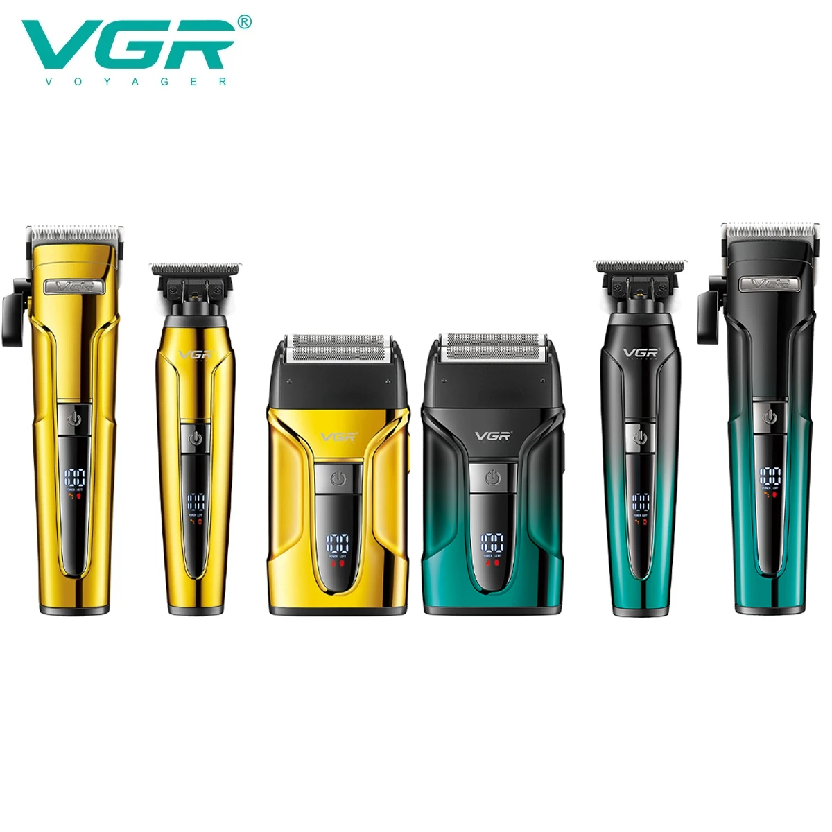 VGR 3-in-1 ヘアトリミングセットプロフェッショナルハイエンド電動プッシュクリッパーオイルヘッド彫刻プッシャー LED 往復シェーバー V-694