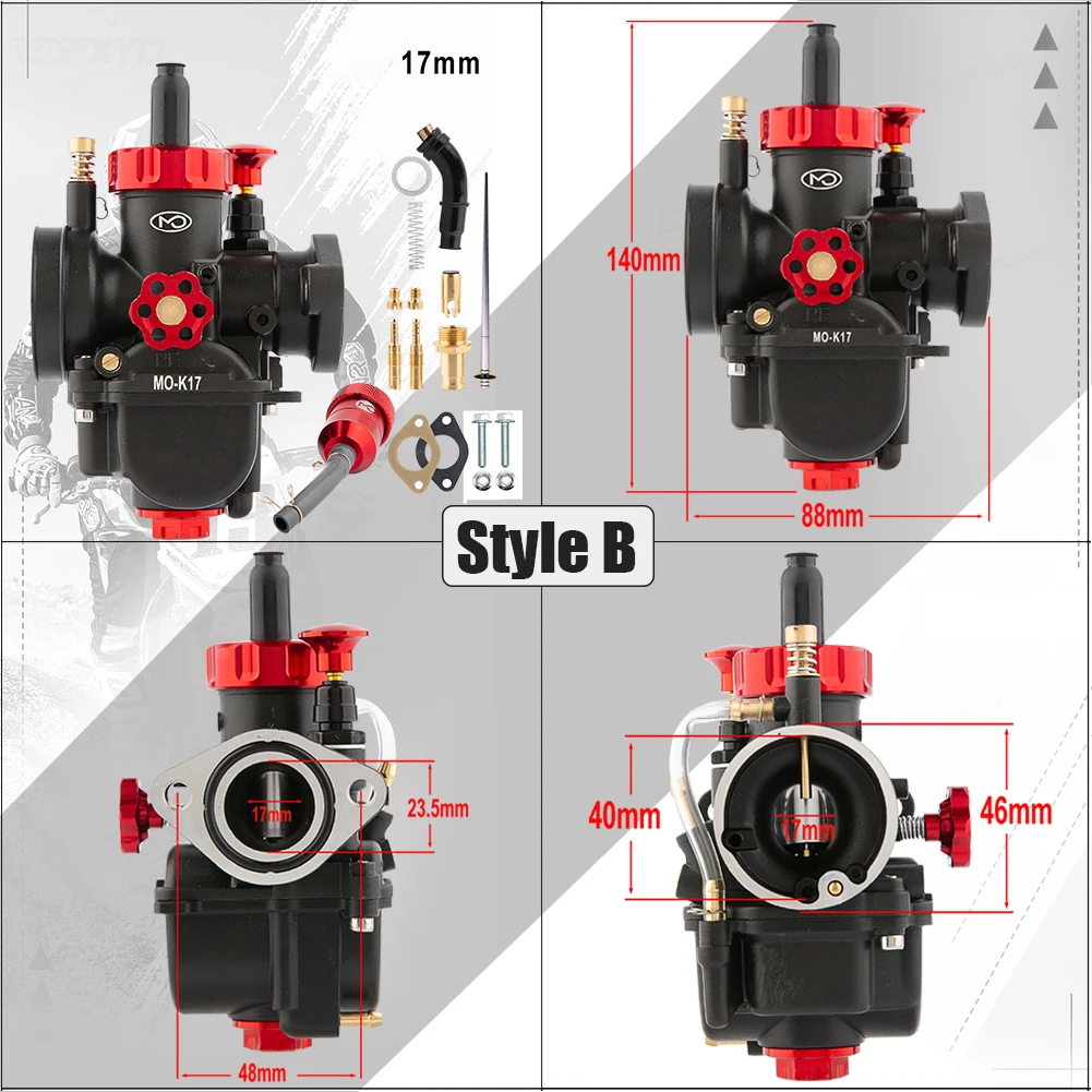 Motorcycle 2T 4T Carburetor PE17 19 22 24 26 28mm Flange Autocycle Engine PE Carburetor With Jets For YAMAH KAWASAK Dirt Bike