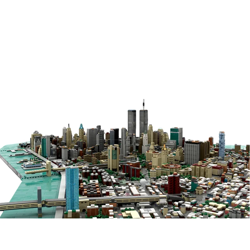 1748 قطعة من مكعبات البناء المعيارية القابلة للتخصيص، نموذج مركز التجارة القديم الحضري، لعبة تقنية شعبية للأولاد، هدية عيد ميلاد