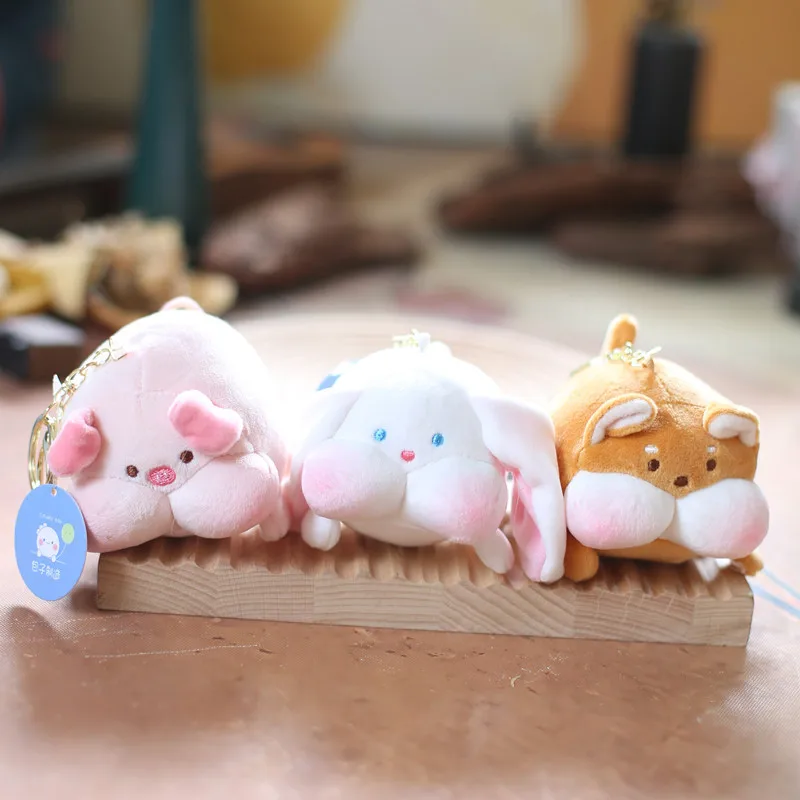 

new Cute Dudu Pig Pendant Plush Toy Doll fat face Rabbit Dog Bag Pendant Keychain soft funny Doll sweet couple decorate gift