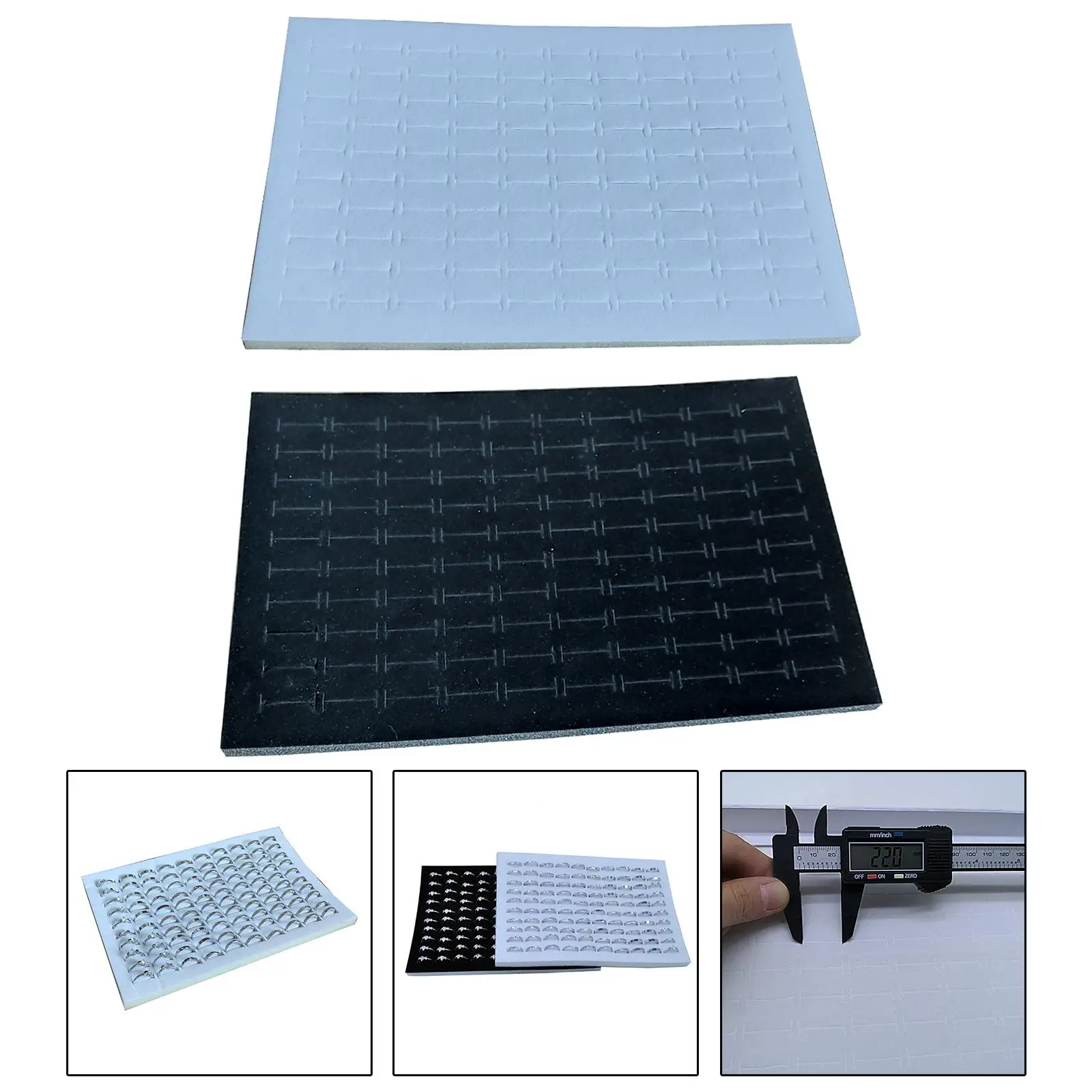 5Pcs 100 Slots Ring Pad Foam Insert Foam Pads Stackable Velvet Rings Insert Selling Rings Mats Jewelry Holder Inserts Accessory