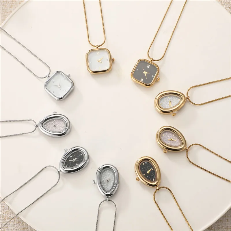 Fashion Vintage Square Drop Stainless Steel Necklace Watch Men's Women's DIY Making Necklace Jewelry Gifts Wholesale