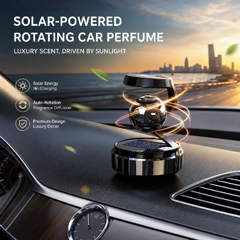 Solar Car Aromatherapy Rotating Perfume Diffuser Levitation Floating Auto Lasting Fragrance Air Purifier Car Interior Accessory