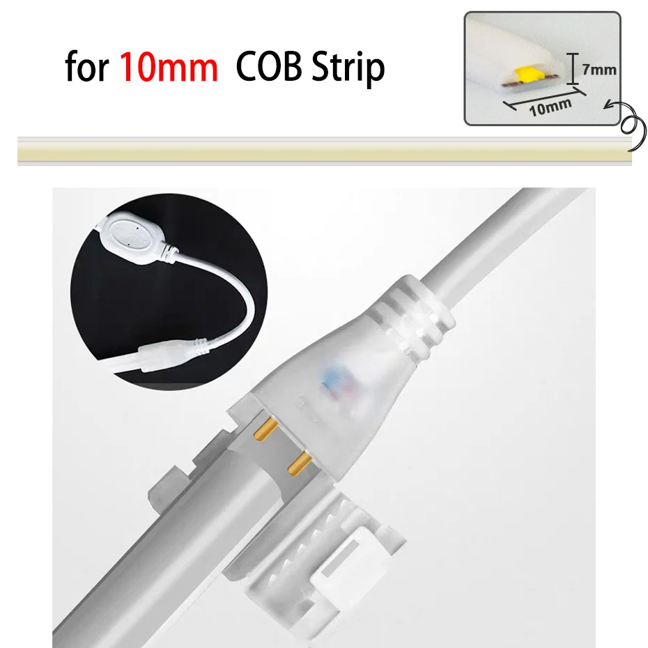 220V AU/EU Power Plug Light Accessories Plug Connector for 288 LEDs/m No Wire COB Strip Light Tape with ON/OFF Button Switch