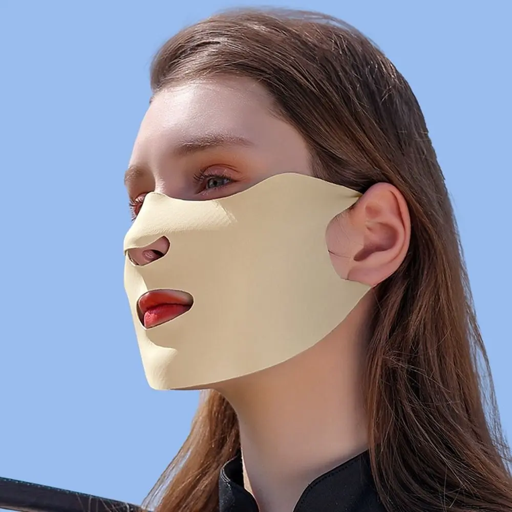 Sjaals Zon UV-bescherming Effen kleur Zijden sjaal Wandelen Anti-uv gezichtsbedekking Zonnebrandmasker Zonnebrandcrème Sluier Ijszijde Gezichtssjaal