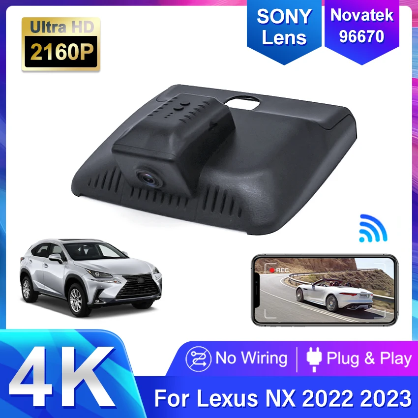 For LEXUS NX400 NX350h NX260 2022 2023 4K 2160P Dash Cam Front and Rear Camera UHD Car DVR Video Recorder Plug and Play DashCam