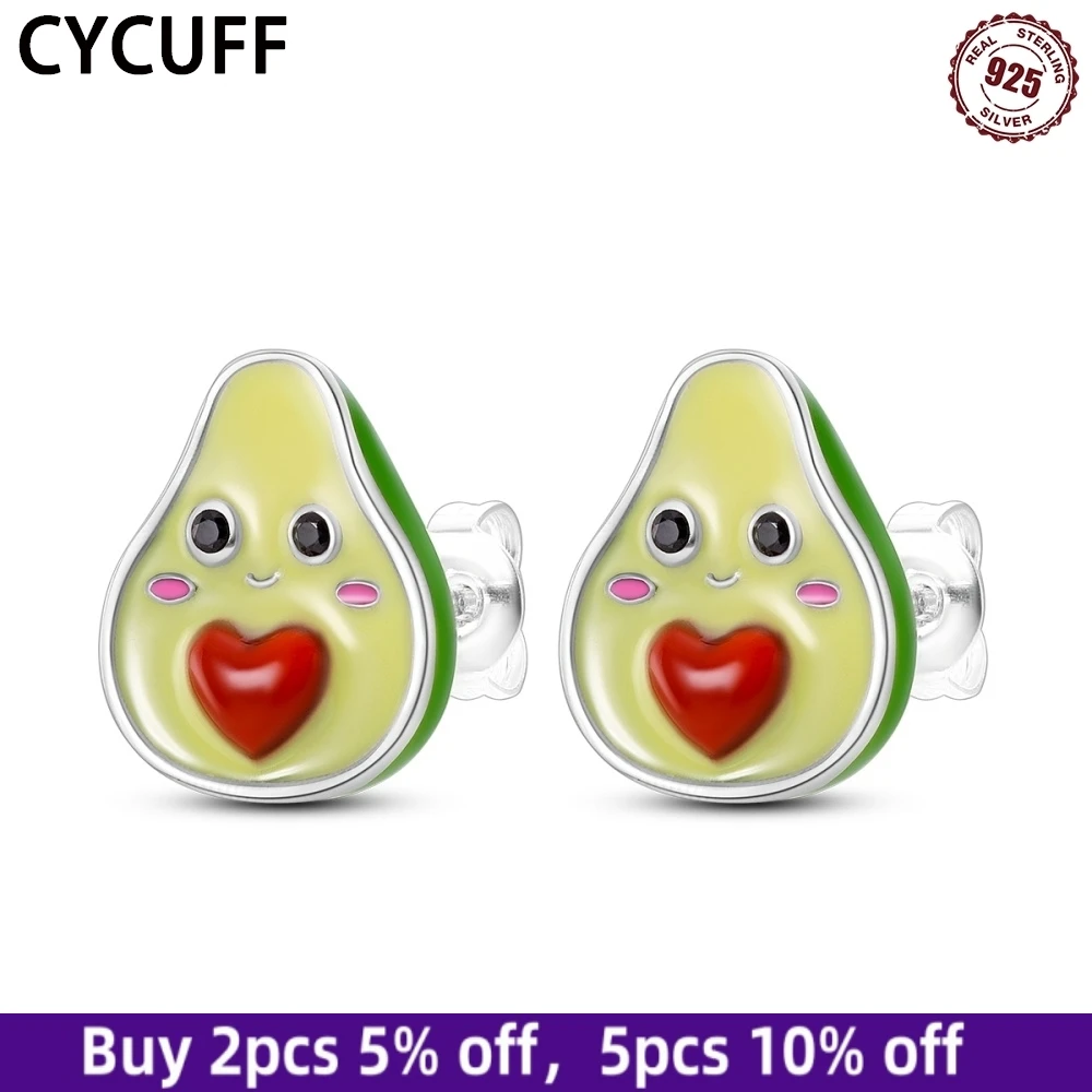

CYCUFF New 925 Sterling Silver Cute Avocado Stud Earrings Women Earrings Cute Decoration S925 Birthday Party DIY Jewelry Gifts