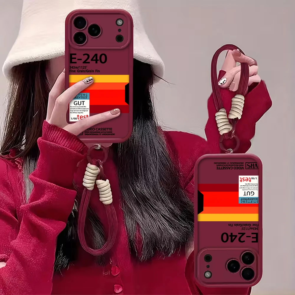 Y2K Retro Industriestil Silikonhülle für iPhone 16 17 Pro Max Hüllen Telefon 11 12 13 ProMax 14 15 Plus mit Lanyard Weiche Abdeckung – Detail 3