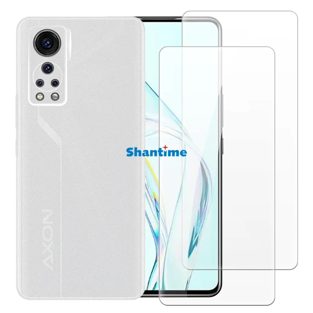 Funda blanda + paquete de 2 protectores de pantalla de vidrio templado para ZTE Axon 30 5G, Axon 30S, Axon 30 Zhen Edition protección de cuerpo completo
