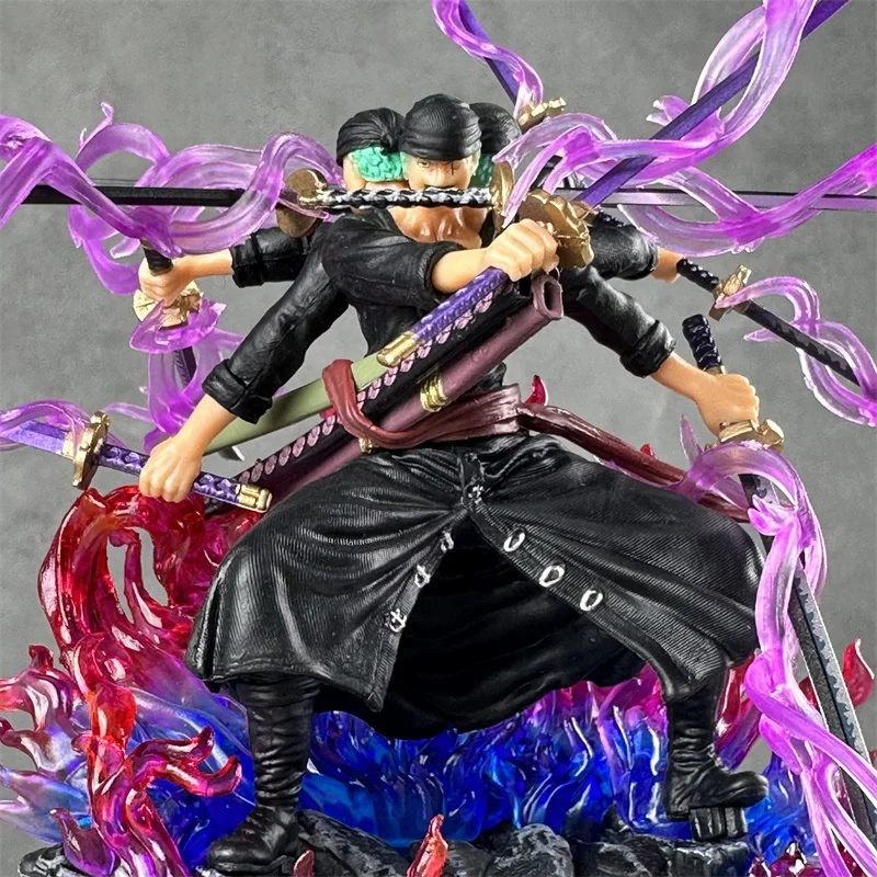 One Piece Zoro Ghost Island Asura Three Headed Six Armed Nine Knife Flow Pirate King Gk And The Ghost Qi Handmade Model Ornament