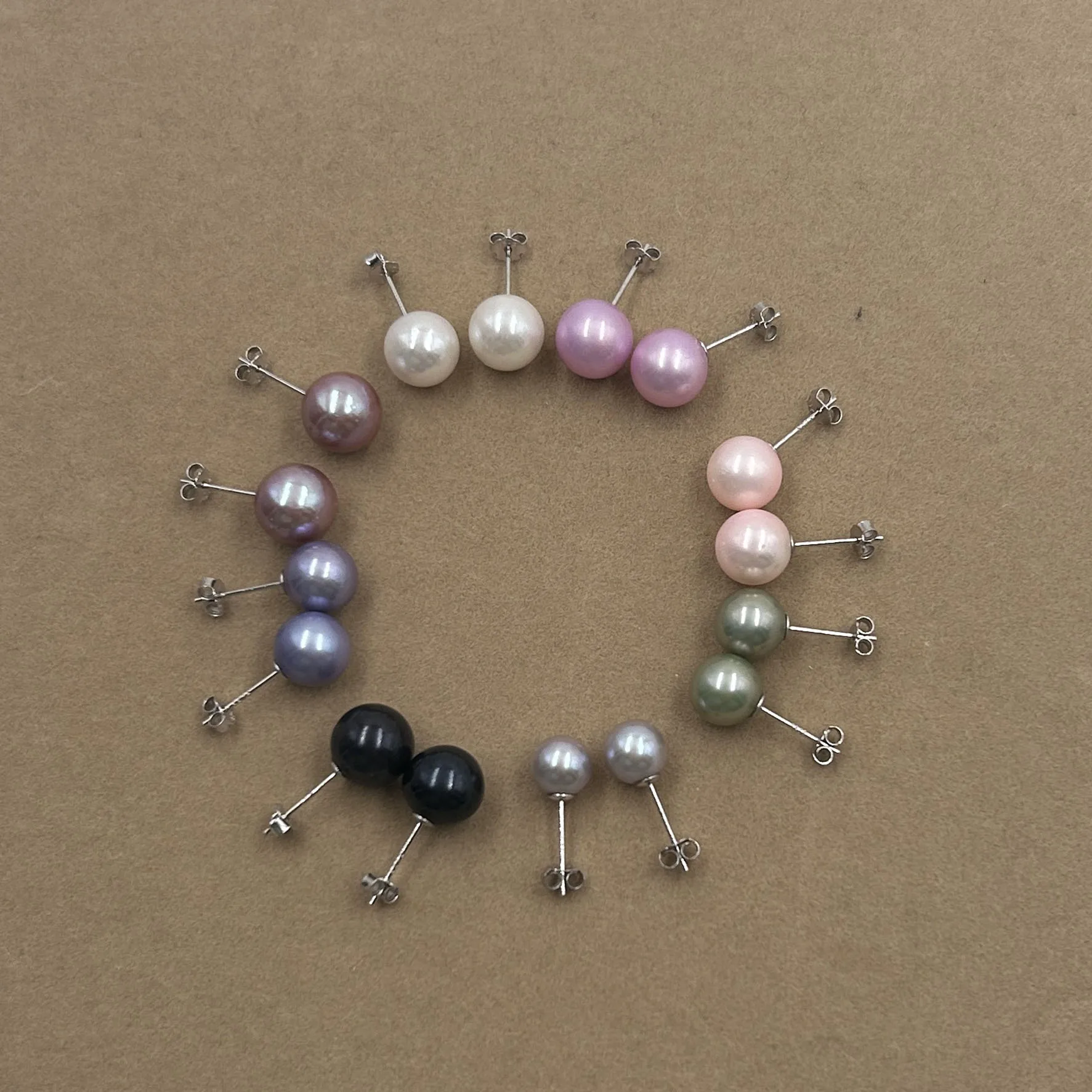 925 Sterling Silver Freshwater Pearl Stud Earring 8-9mm AAA Quality round Natural Pearl Jewelry