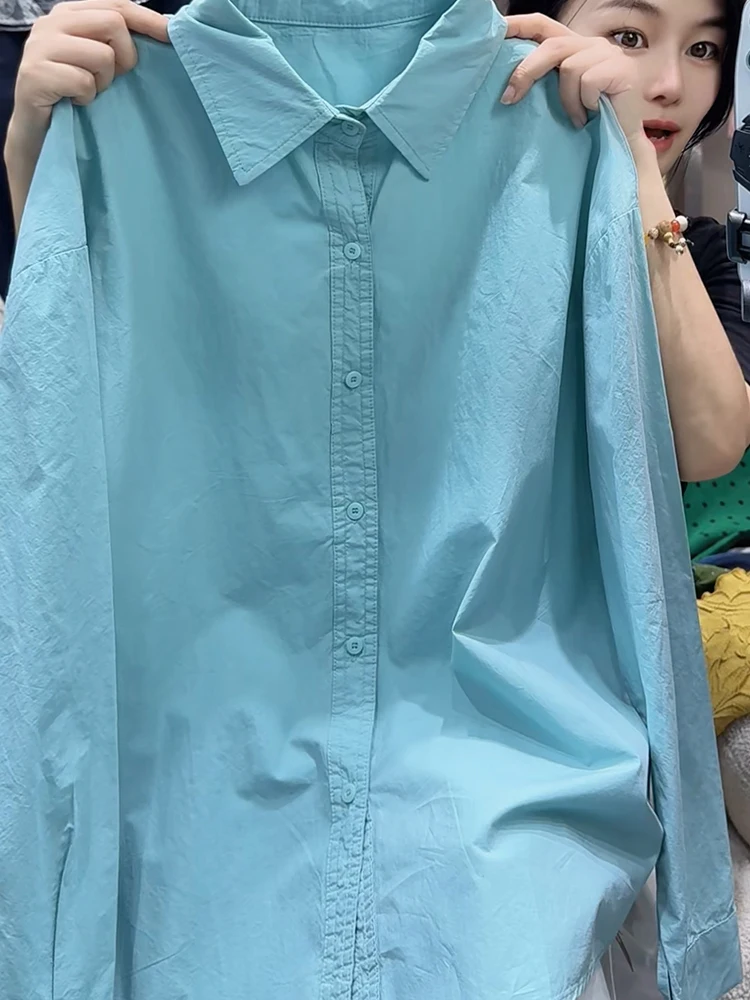 

2025 Summer New Korean Sle Casual Loose Slimming Versatile Long Sve Women's irt Design Sense Top Spring Commute Wind