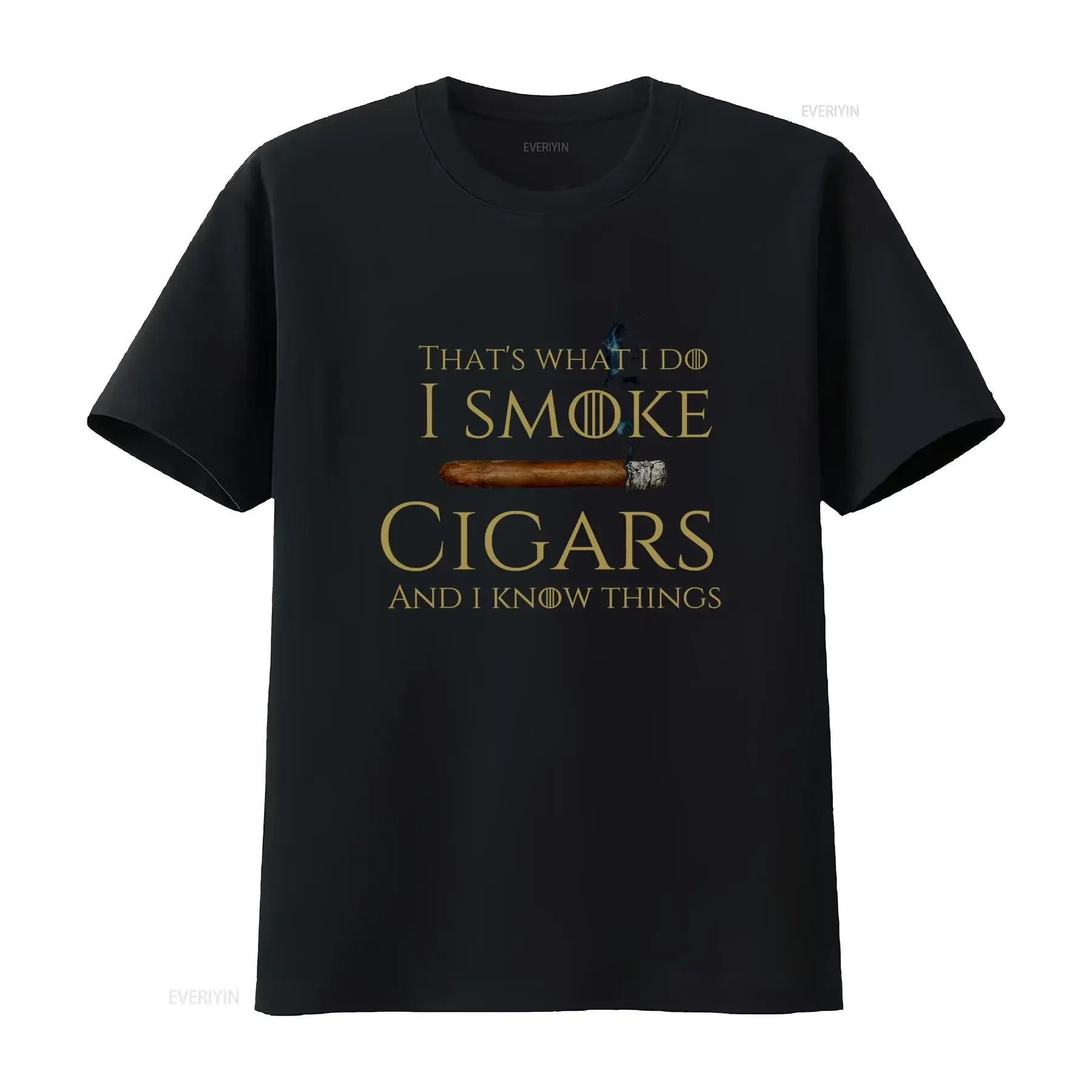 Zigarrenraucher-T-Shirt mit Aufdruck „Das ist es, was ich tue: Ich rauche Zigarren und weiß Dinge“, stilvolle, bequeme, vintage-gewaschene Designerkleidung