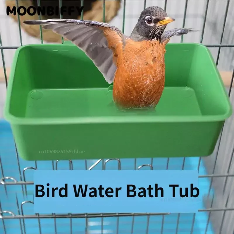 Bird Water Bath Tub Pet Bird Bowl Parrots Parakeet Birdbath Cage Hanging Small Parrot Cage Pet Bird Food Tray Accessories