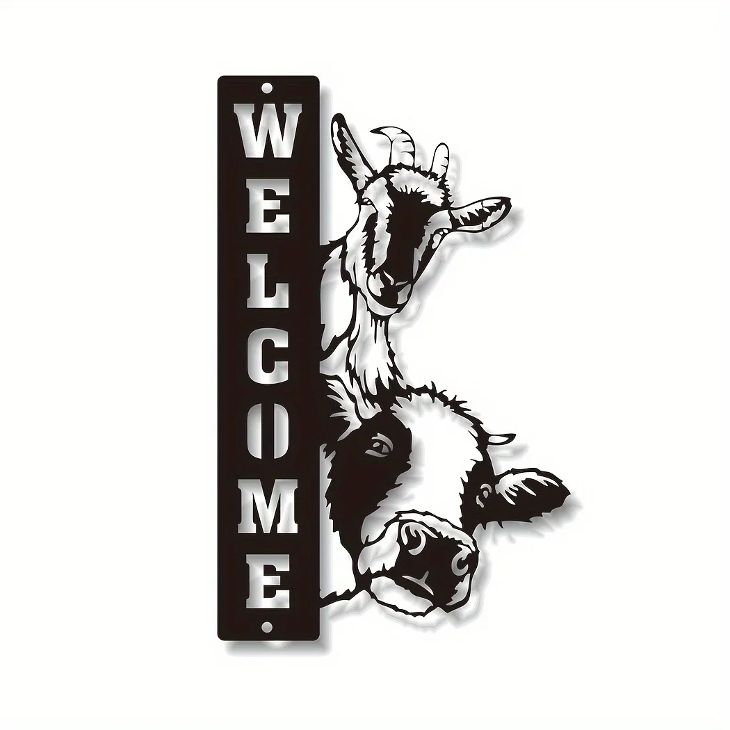 CIFbuy Signs Plaques,Farm House Sign, Cow Sheep Sign, Welcome Farm Sign ,Farm Wall Art Barn Decor, Ranch Decor Goat Sign