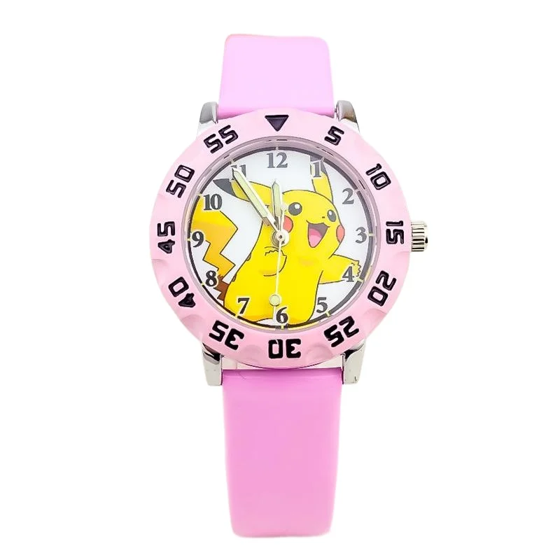 Miniso Anime Cartoon Pokemon Pikachu Runde Quarz Jungen Mädchen Student Uhr Nette Kinder PU Leder Gürtel Armbanduhr Weihnachten Geschenke